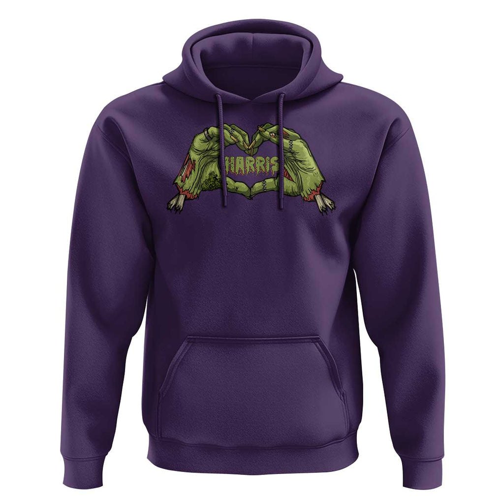 Funny Harris Halloween Hoodie Harris Heart Green Zombie Hand Election 2024 Costume TS11 Purple Print Your Wear