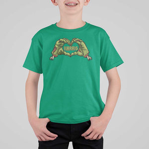 Funny Harris Halloween T Shirt For Kid Harris Heart Green Zombie Hand Election 2024 Costume TS11 Irish Green Print Your Wear