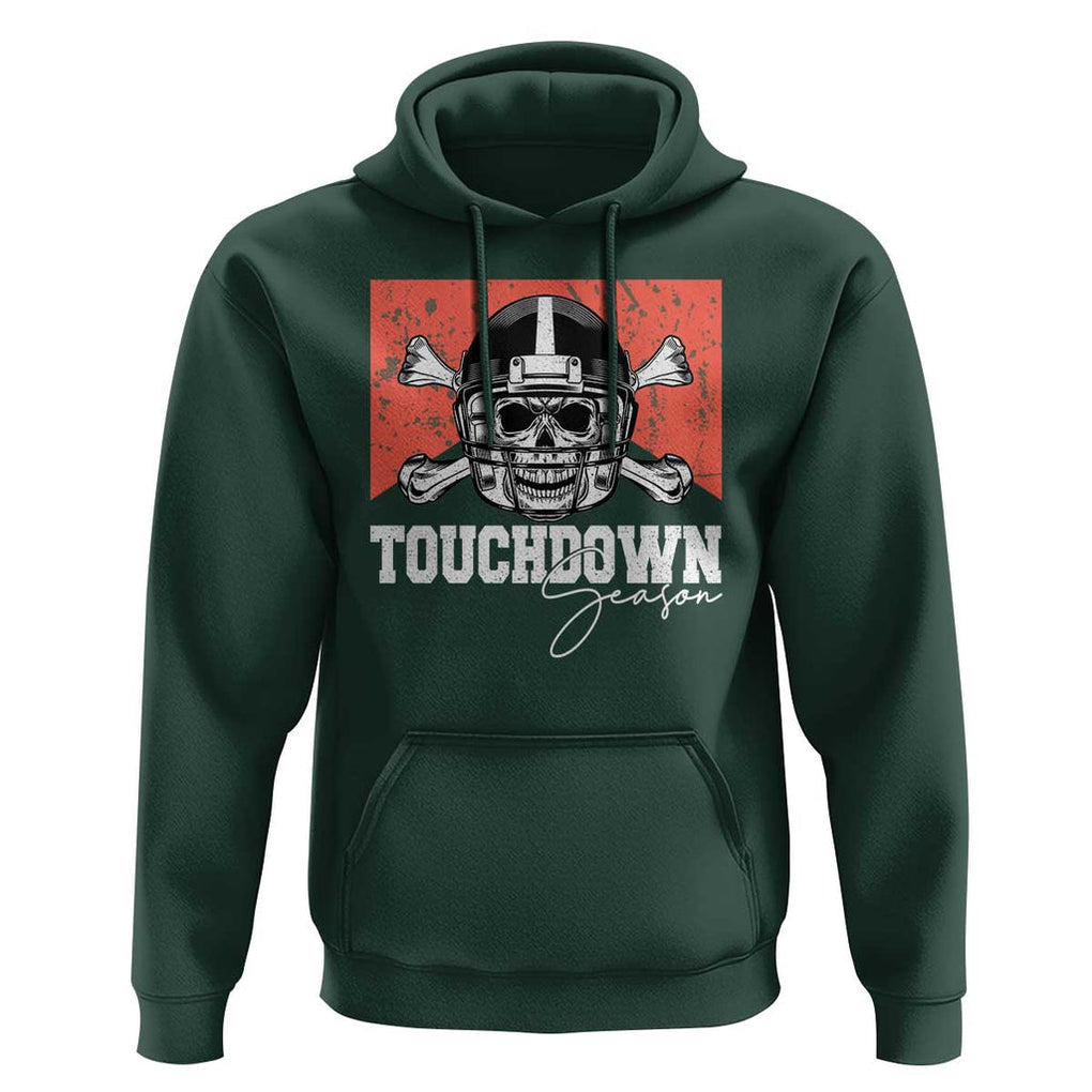 Funny American Football Hoodie Touchdown Season Cowboy Skull Football Player Helmet TS11 Dark Forest Green Print Your Wear