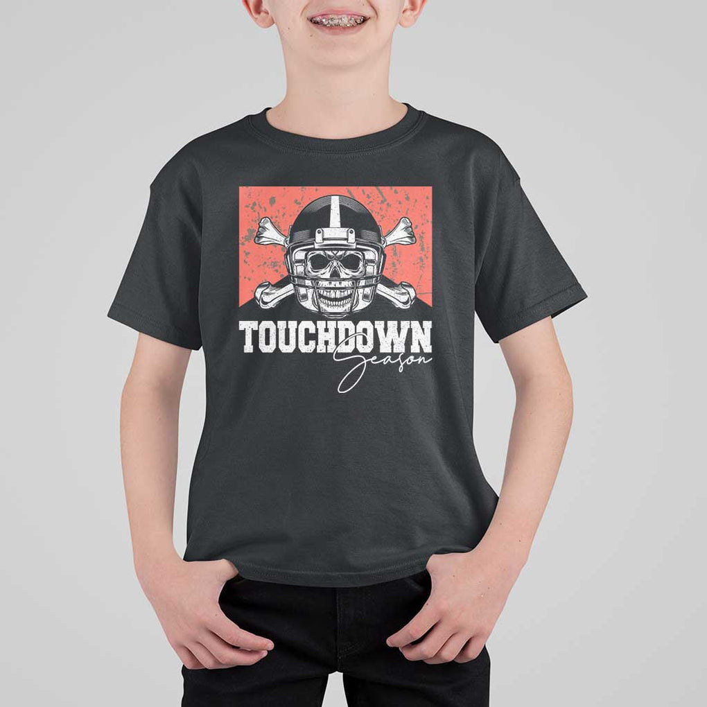 Funny American Football T Shirt For Kid Touchdown Season Cowboy Skull Football Player Helmet TS11 Black Print Your Wear