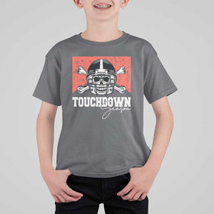 Funny American Football T Shirt For Kid Touchdown Season Cowboy Skull Football Player Helmet TS11 Charcoal Print Your Wear