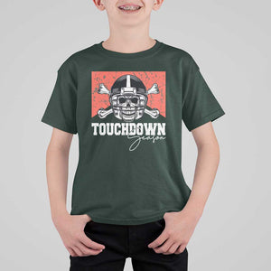 Funny American Football T Shirt For Kid Touchdown Season Cowboy Skull Football Player Helmet TS11 Dark Forest Green Print Your Wear