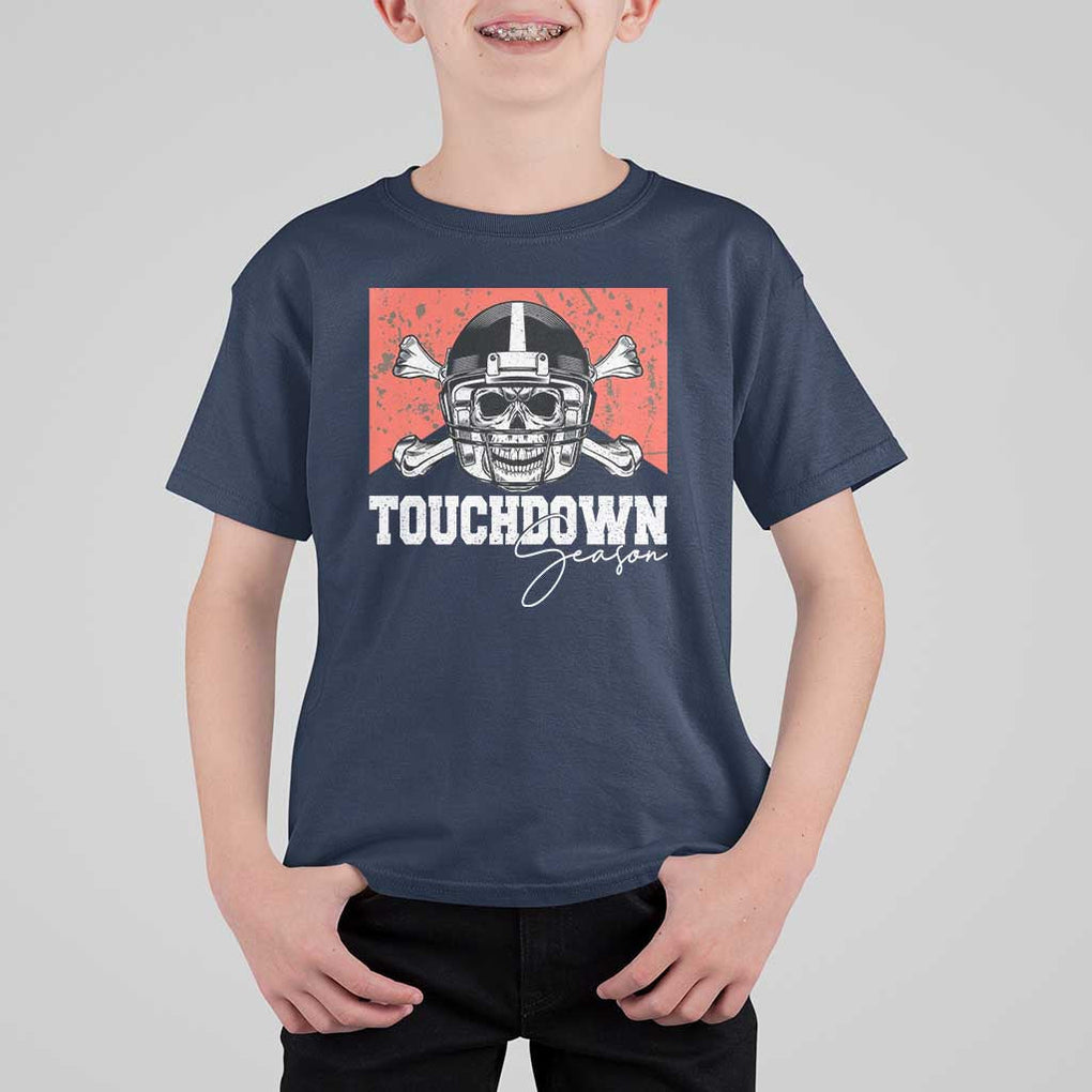 Funny American Football T Shirt For Kid Touchdown Season Cowboy Skull Football Player Helmet TS11 Navy Print Your Wear