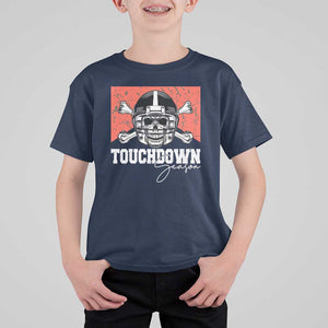 Funny American Football T Shirt For Kid Touchdown Season Cowboy Skull Football Player Helmet TS11 Navy Print Your Wear