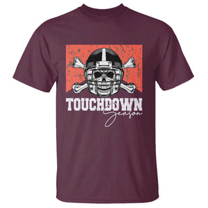 Funny American Football T Shirt Touchdown Season Cowboy Skull Football Player Helmet TS11 Maroon Print Your Wear
