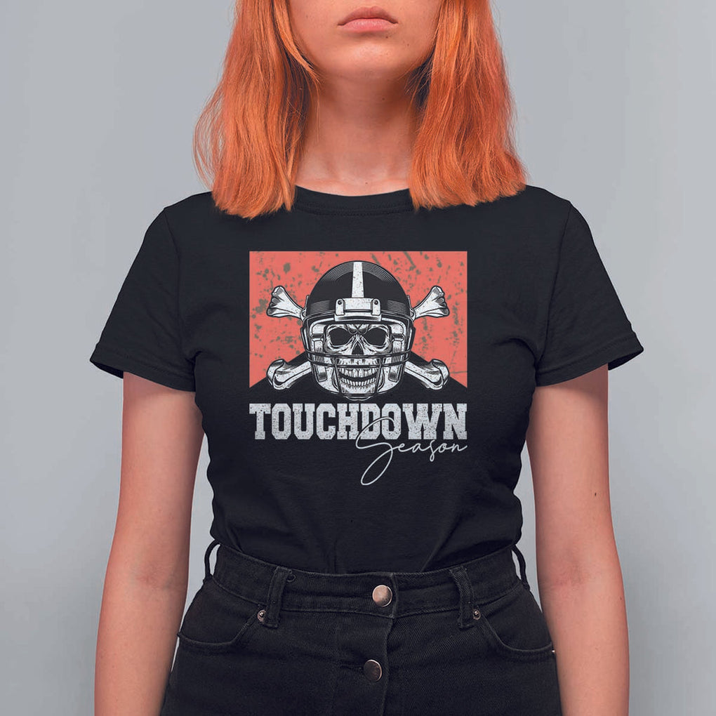 Funny American Football T Shirt For Women Touchdown Season Cowboy Skull Football Player Helmet TS11 Black Print Your Wear