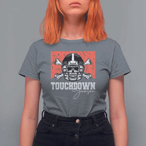 Funny American Football T Shirt For Women Touchdown Season Cowboy Skull Football Player Helmet TS11 Charcoal Print Your Wear