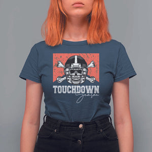 Funny American Football T Shirt For Women Touchdown Season Cowboy Skull Football Player Helmet TS11 Navy Print Your Wear