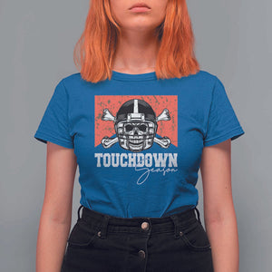 Funny American Football T Shirt For Women Touchdown Season Cowboy Skull Football Player Helmet TS11 Royal Blue Print Your Wear