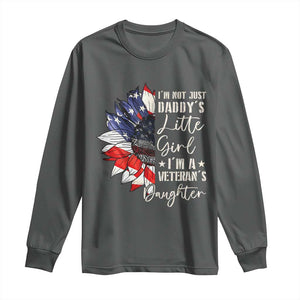 I Am Not Just Daddys Little Girl I Am A Veterans Daughter Long Sleeve Shirt American Flag TS11 Dark Heather Print Your Wear