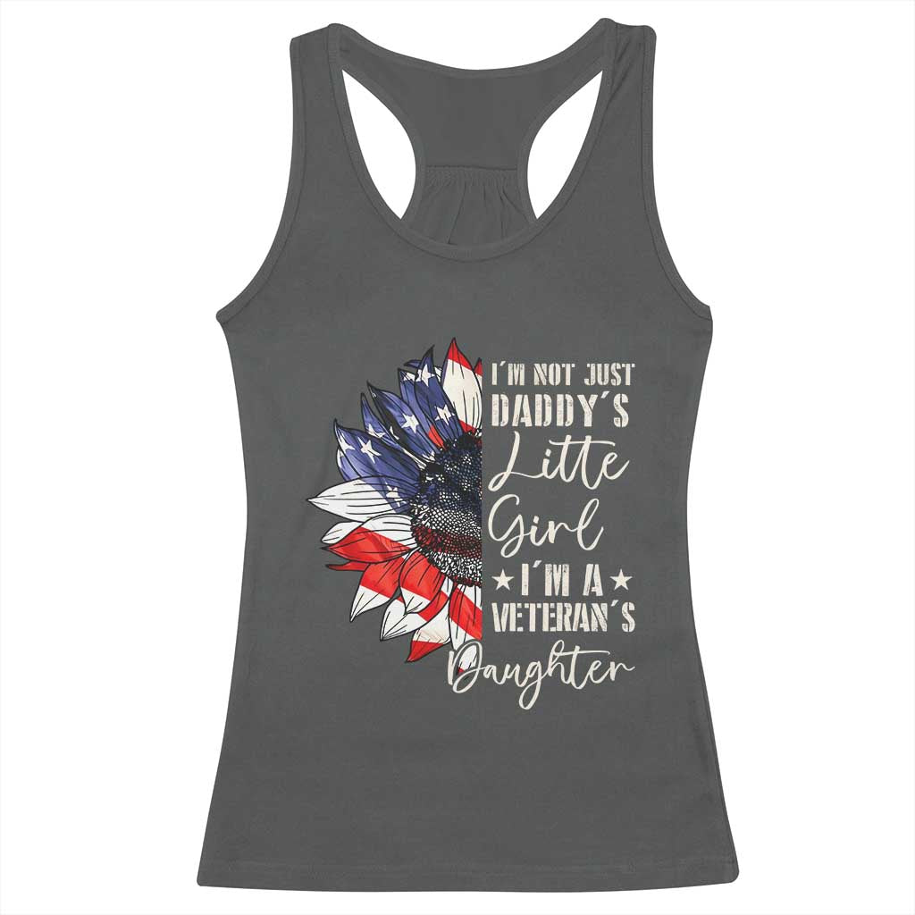 I Am Not Just Daddys Little Girl I Am A Veterans Daughter Racerback Tank Top American Flag TS11 Dark Heather Print Your Wear