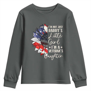 I Am Not Just Daddys Little Girl I Am A Veterans Daughter Youth Sweatshirt American Flag TS11 Dark Heather Print Your Wear