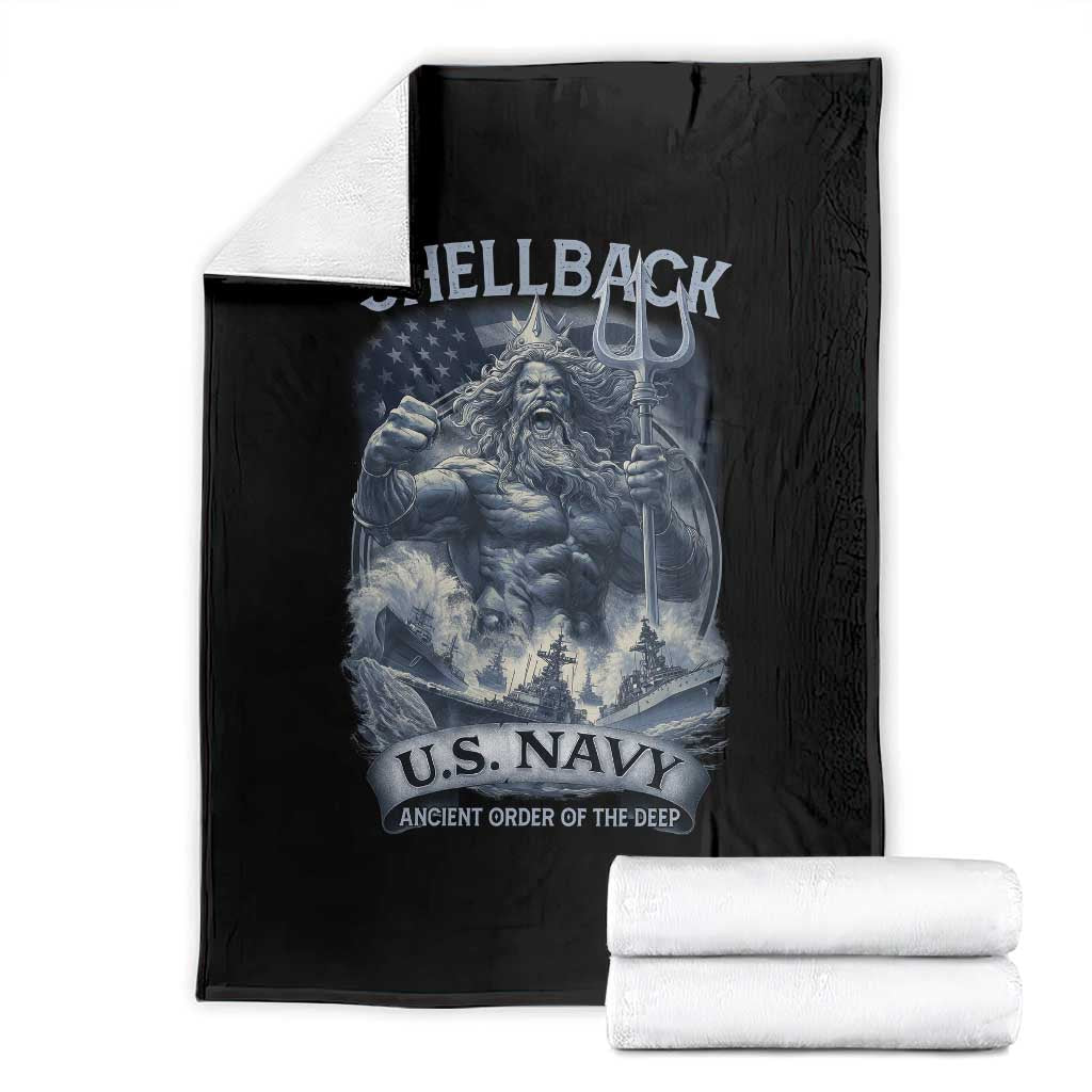 Navy Veteran Throw Blanket King Neptune Shellback Ancient Order Of The Deep TS11 Black Print Your Wear
