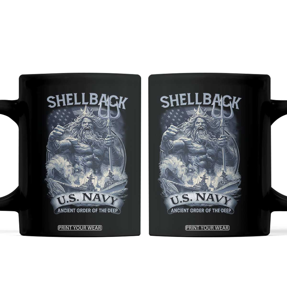 Navy Veteran Coffee Mug King Neptune Shellback Ancient Order Of The Deep TS11 Black Print Your Wear