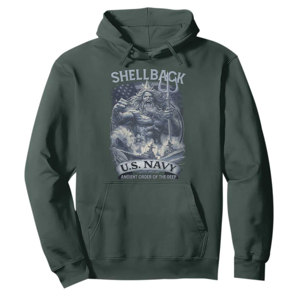 Navy Veteran Hoodie King Neptune Shellback Ancient Order Of The Deep TS11 Dark Forest Green Print Your Wear