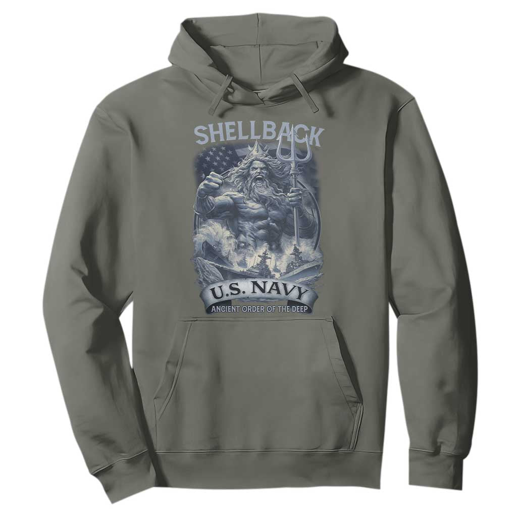 Navy Veteran Hoodie King Neptune Shellback Ancient Order Of The Deep TS11 Military Green Print Your Wear