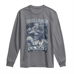 Navy Veteran Long Sleeve Shirt King Neptune Shellback Ancient Order Of The Deep TS11 Charcoal Print Your Wear