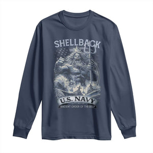 Navy Veteran Long Sleeve Shirt King Neptune Shellback Ancient Order Of The Deep TS11 Navy Print Your Wear