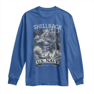 Navy Veteran Long Sleeve Shirt King Neptune Shellback Ancient Order Of The Deep TS11 Royal Blue Print Your Wear