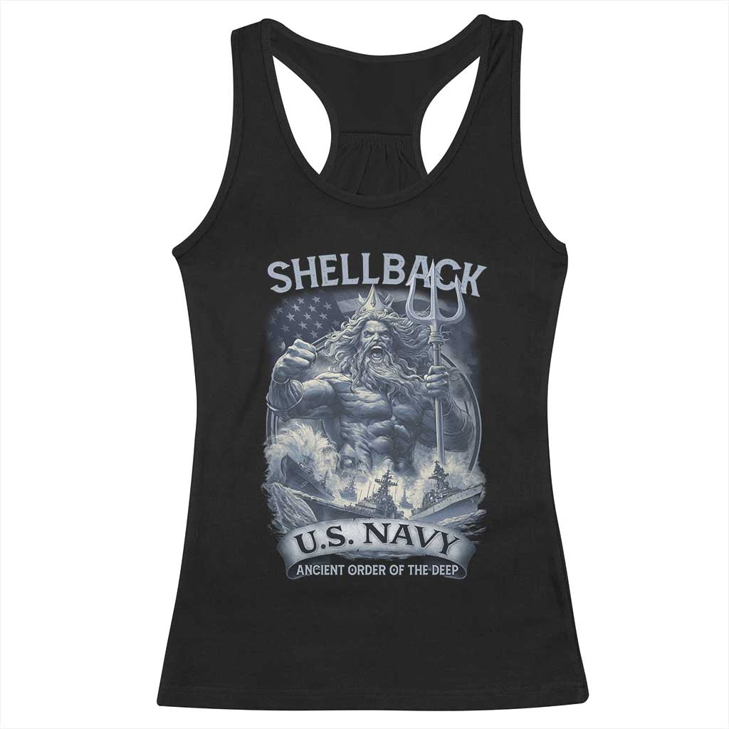 Navy Veteran Racerback Tank Top King Neptune Shellback Ancient Order Of The Deep TS11 Black Print Your Wear