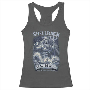 Navy Veteran Racerback Tank Top King Neptune Shellback Ancient Order Of The Deep TS11 Dark Heather Print Your Wear