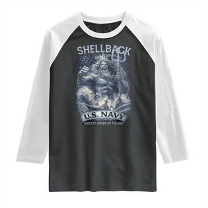 Navy Veteran Raglan Shirt King Neptune Shellback Ancient Order Of The Deep TS11 Black White Print Your Wear