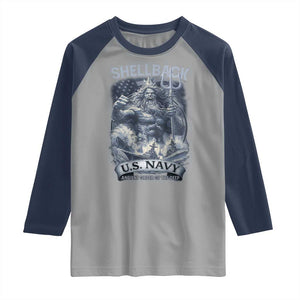 Navy Veteran Raglan Shirt King Neptune Shellback Ancient Order Of The Deep TS11 Sport Gray Navy Print Your Wear