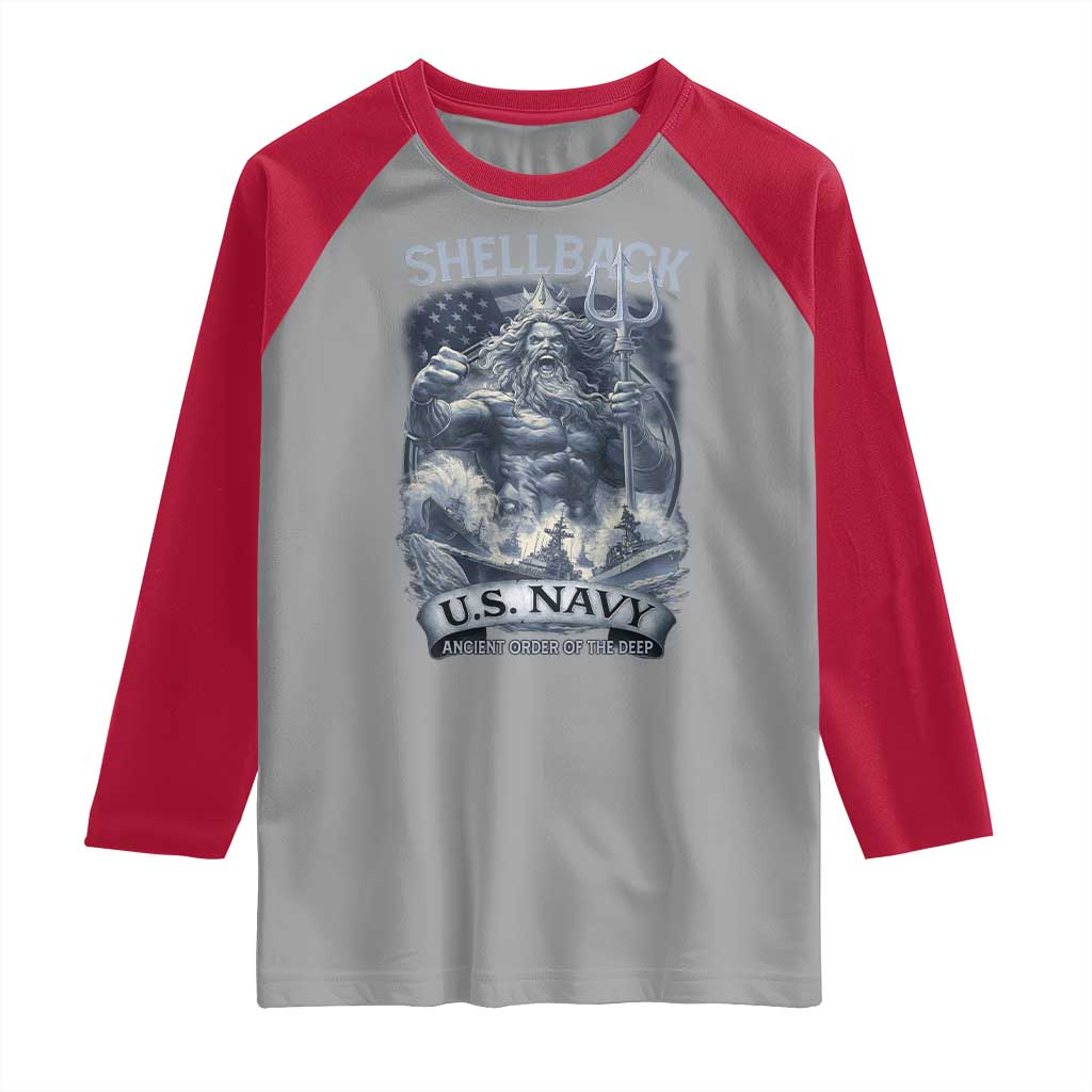 Navy Veteran Raglan Shirt King Neptune Shellback Ancient Order Of The Deep TS11 Sport Gray Red Print Your Wear