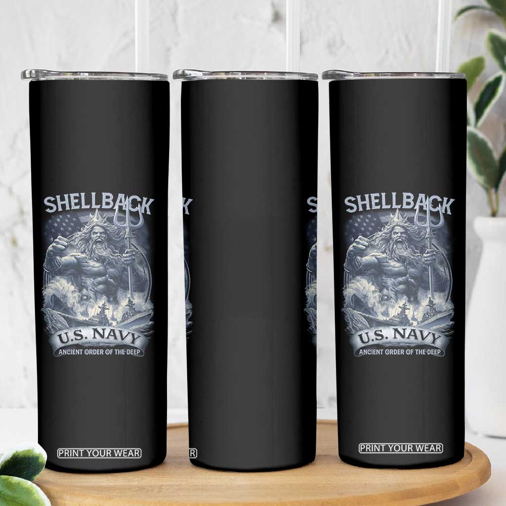 Navy Veteran Skinny Tumbler King Neptune Shellback Ancient Order Of The Deep TS11 Print Your Wear