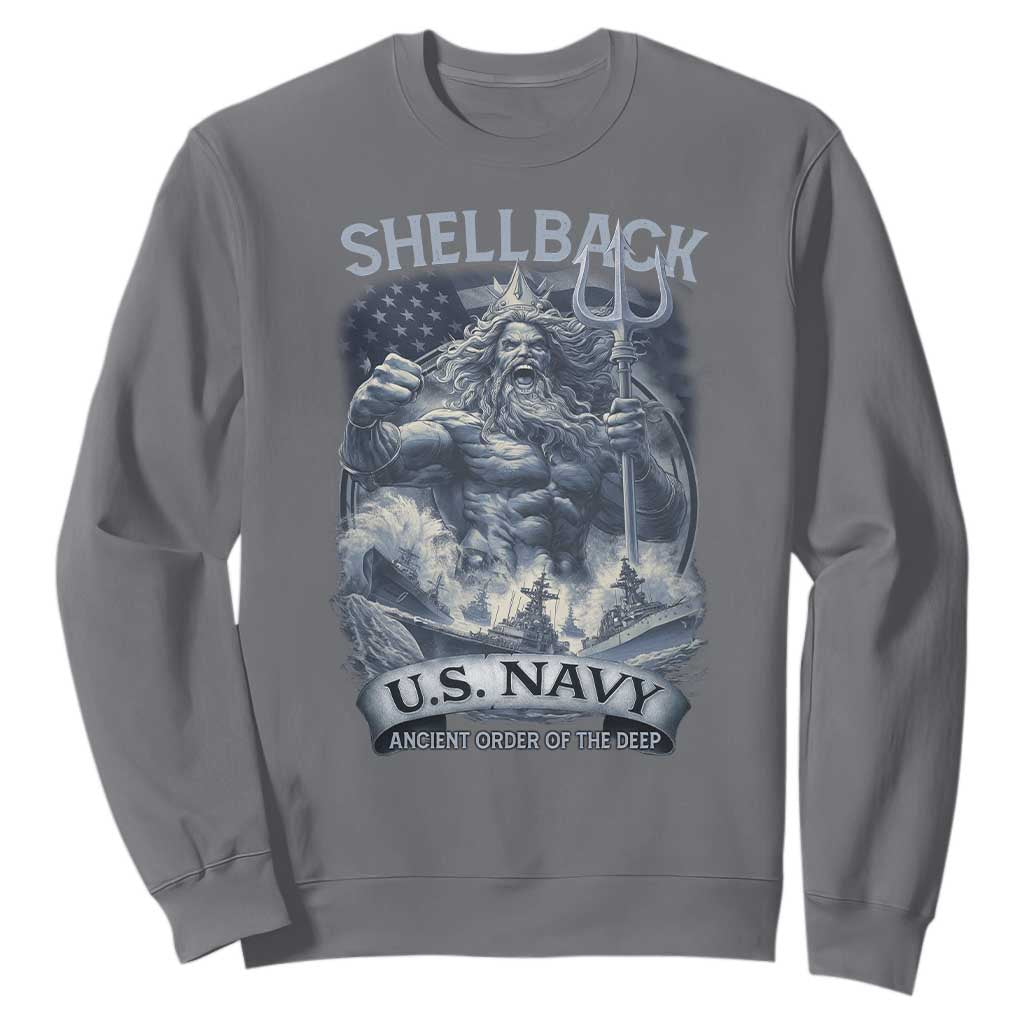 Navy Veteran Sweatshirt King Neptune Shellback Ancient Order Of The Deep TS11 Charcoal Print Your Wear