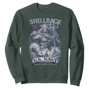 Navy Veteran Sweatshirt King Neptune Shellback Ancient Order Of The Deep TS11 Dark Forest Green Print Your Wear