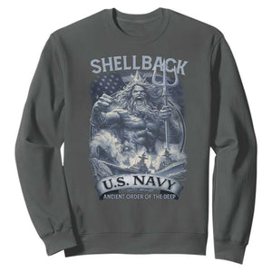 Navy Veteran Sweatshirt King Neptune Shellback Ancient Order Of The Deep TS11 Dark Heather Print Your Wear
