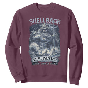 Navy Veteran Sweatshirt King Neptune Shellback Ancient Order Of The Deep TS11 Maroon Print Your Wear