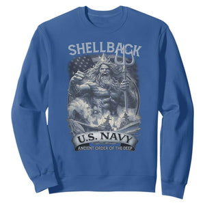 Navy Veteran Sweatshirt King Neptune Shellback Ancient Order Of The Deep TS11 Royal Blue Print Your Wear
