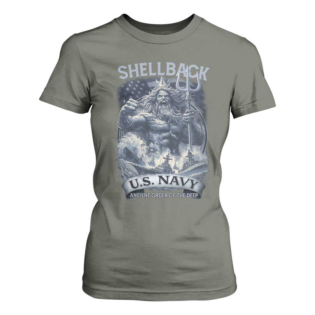 Navy Veteran T Shirt For Women King Neptune Shellback Ancient Order Of The Deep TS11 Military Green Print Your Wear