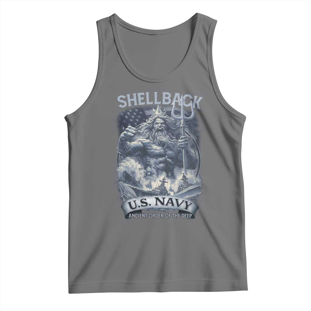 Navy Veteran Tank Top King Neptune Shellback Ancient Order Of The Deep TS11 Black Heather Print Your Wear