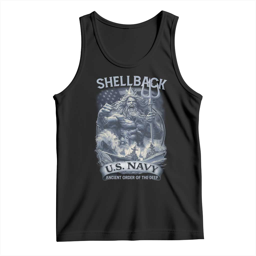 Navy Veteran Tank Top King Neptune Shellback Ancient Order Of The Deep TS11 Black Print Your Wear