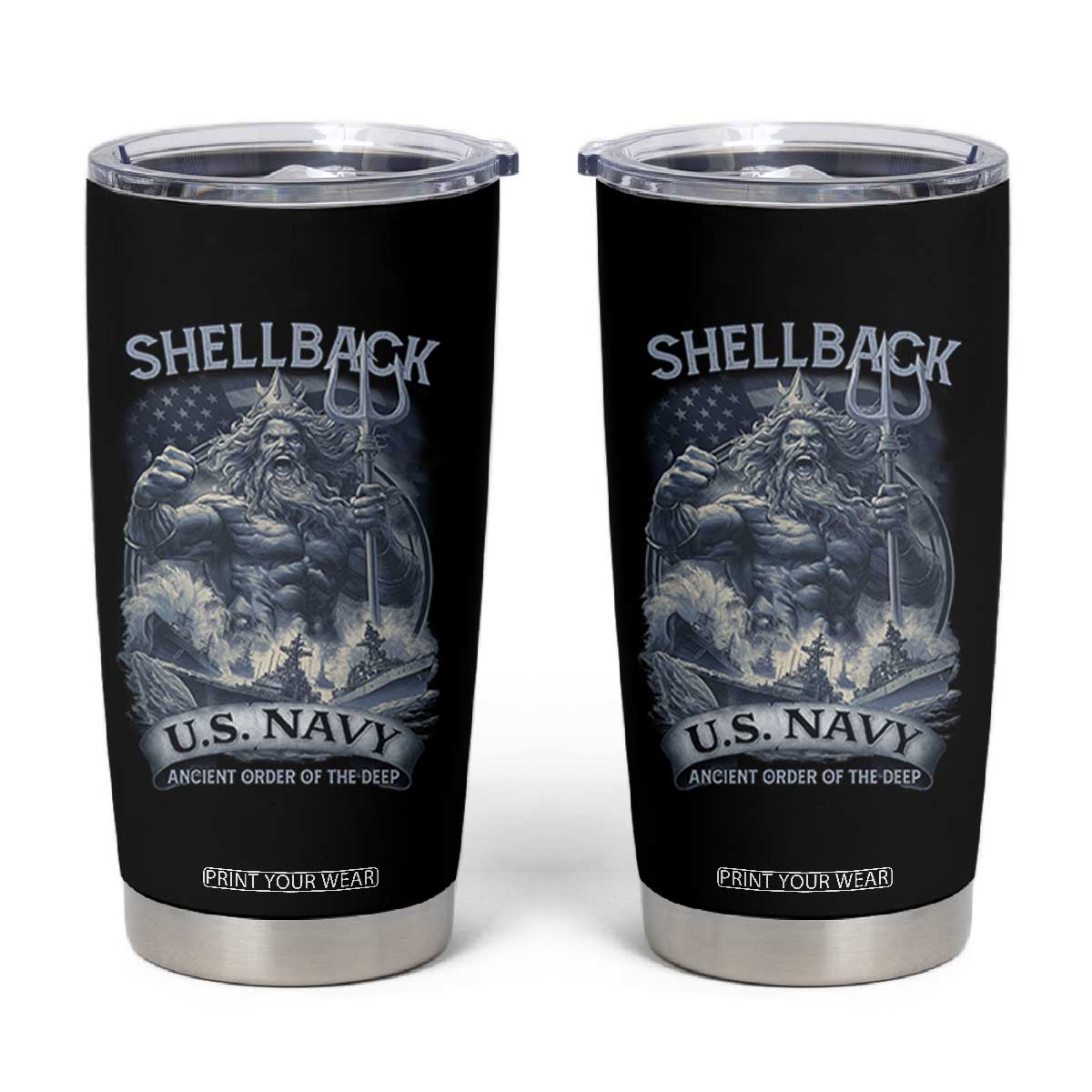 Navy Veteran Tumbler Cup King Neptune Shellback Ancient Order Of The Deep TS11 Black Print Your Wear