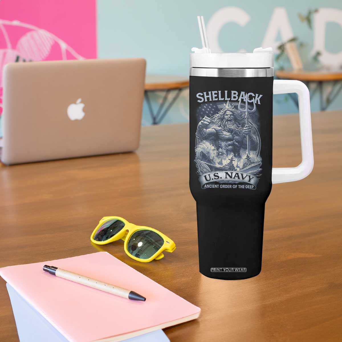 Navy Veteran Tumbler With Handle King Neptune Shellback Ancient Order Of The Deep TS11 Print Your Wear