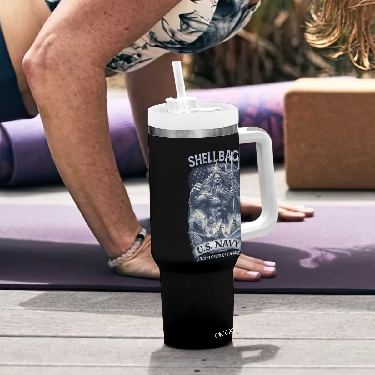 Navy Veteran Tumbler With Handle King Neptune Shellback Ancient Order Of The Deep TS11 Print Your Wear