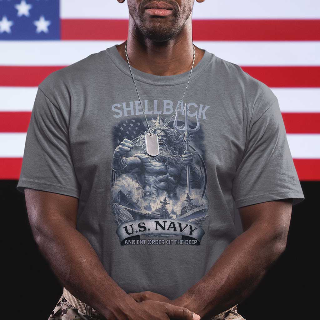 Navy Veteran T Shirt King Neptune Shellback Ancient Order Of The Deep TS11 Charcoal Print Your Wear