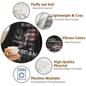 Navy Submarine Veteran Throw Blanket Military Patriotic Vintage American Flag TS11 Print Your Wear