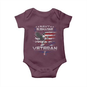 Navy Submarine Veteran Baby Onesie Military Patriotic Vintage American Flag TS11 Maroon Print Your Wear