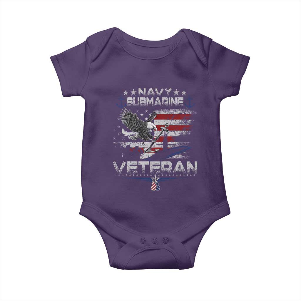 Navy Submarine Veteran Baby Onesie Military Patriotic Vintage American Flag TS11 Purple Print Your Wear