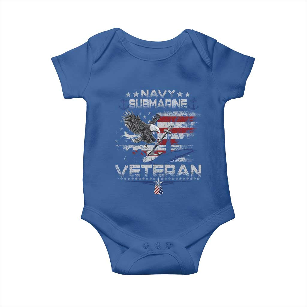 Navy Submarine Veteran Baby Onesie Military Patriotic Vintage American Flag TS11 Royal Blue Print Your Wear