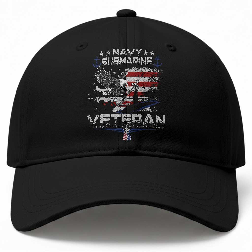 Navy Submarine Veteran Baseball Cap Military Patriotic Vintage American Flag TS11 Print Your Wear