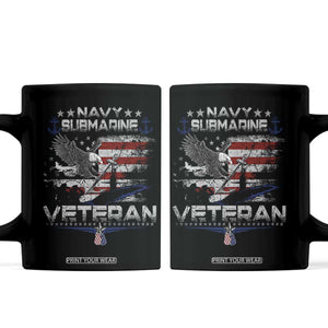 Navy Submarine Veteran Coffee Mug Military Patriotic Vintage American Flag TS11 Black Print Your Wear