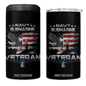 Navy Submarine Veteran 4 in 1 Can Cooler Tumbler Military Patriotic Vintage American Flag TS11 One Size: 16 oz Black Print Your Wear