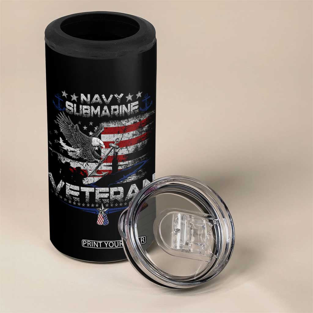 Navy Submarine Veteran 4 in 1 Can Cooler Tumbler Military Patriotic Vintage American Flag TS11 Print Your Wear