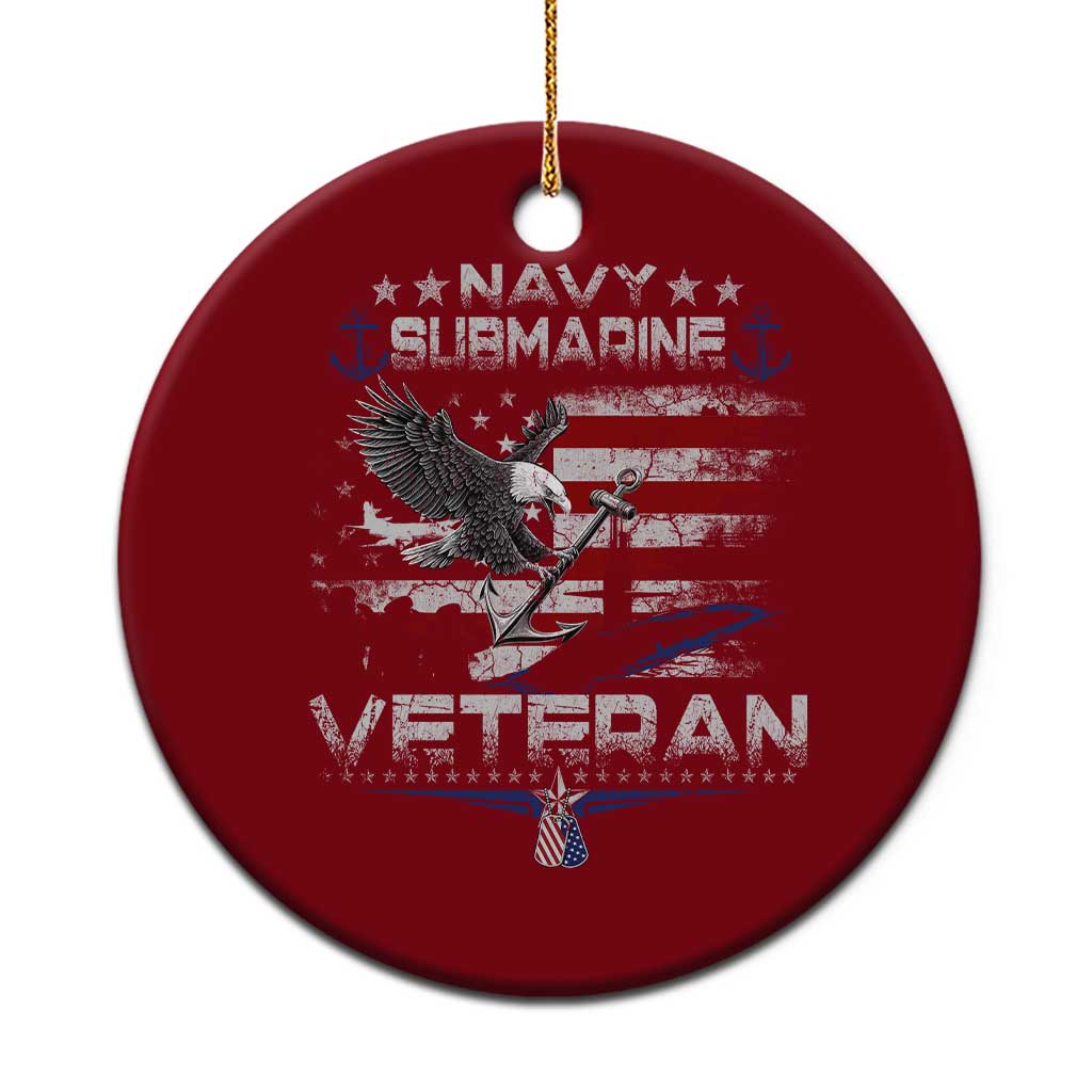 Navy Submarine Veteran Ceramic Ornament Military Patriotic Vintage American Flag TS11 1pc Red Print Your Wear